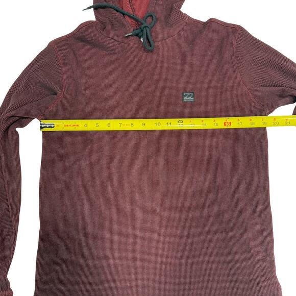 Billabong Waffle Knit Burgundy Hoodie | Men's L - Picture 4 of 6
